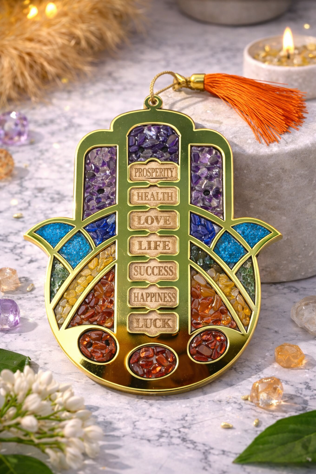 Seven chakra hamsa hanging
